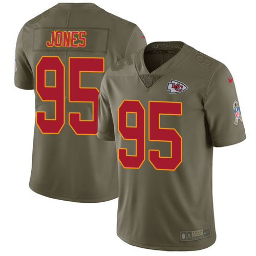 Nike Chiefs #95 Chris Jones Olive Men's Stitched NFL Limited Salute to Service Jersey - Click Image to Close
